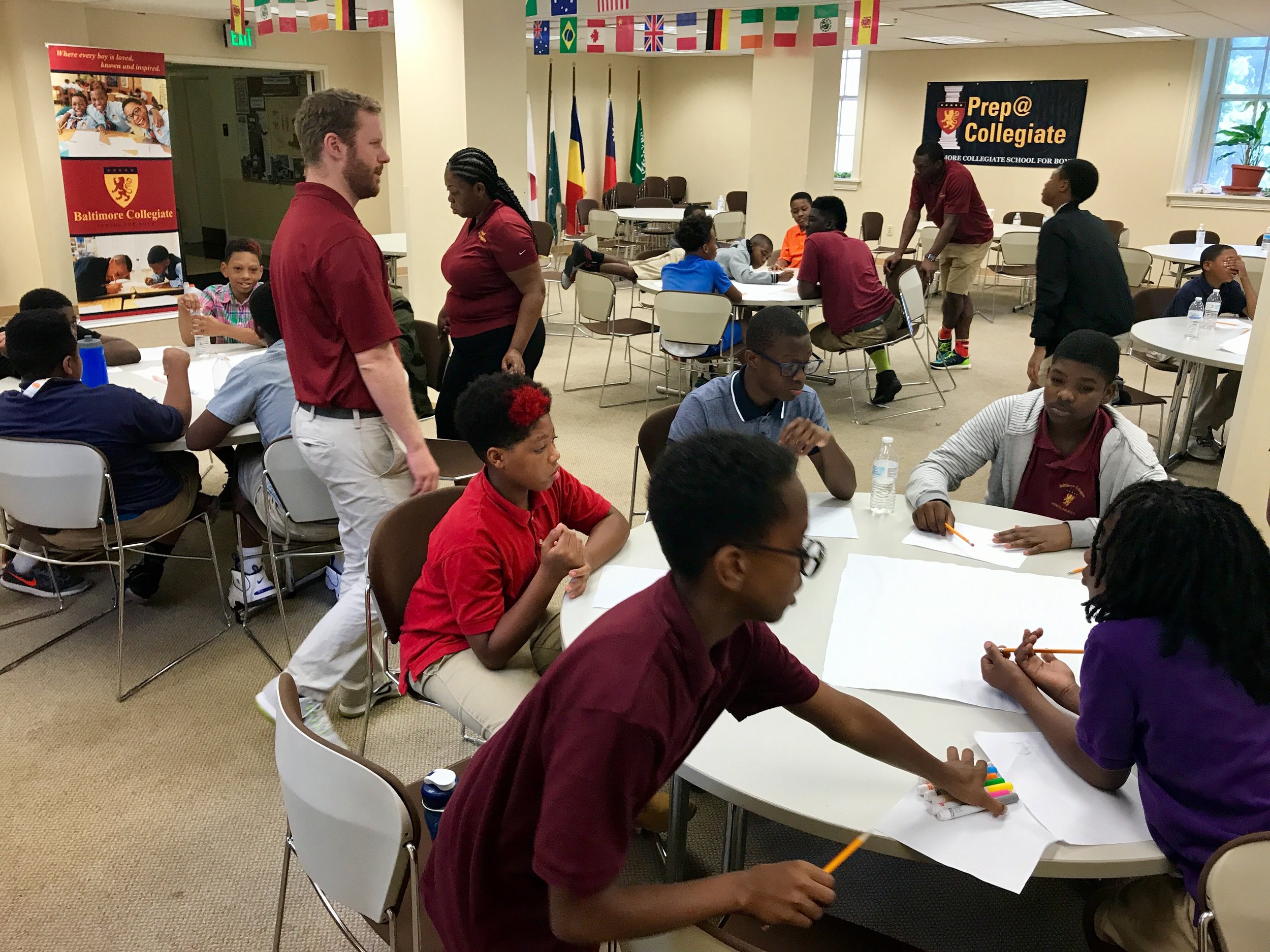 Mr. Carter & Ms. Turner make the rounds, as students decide what the Core Virtues mean to them...