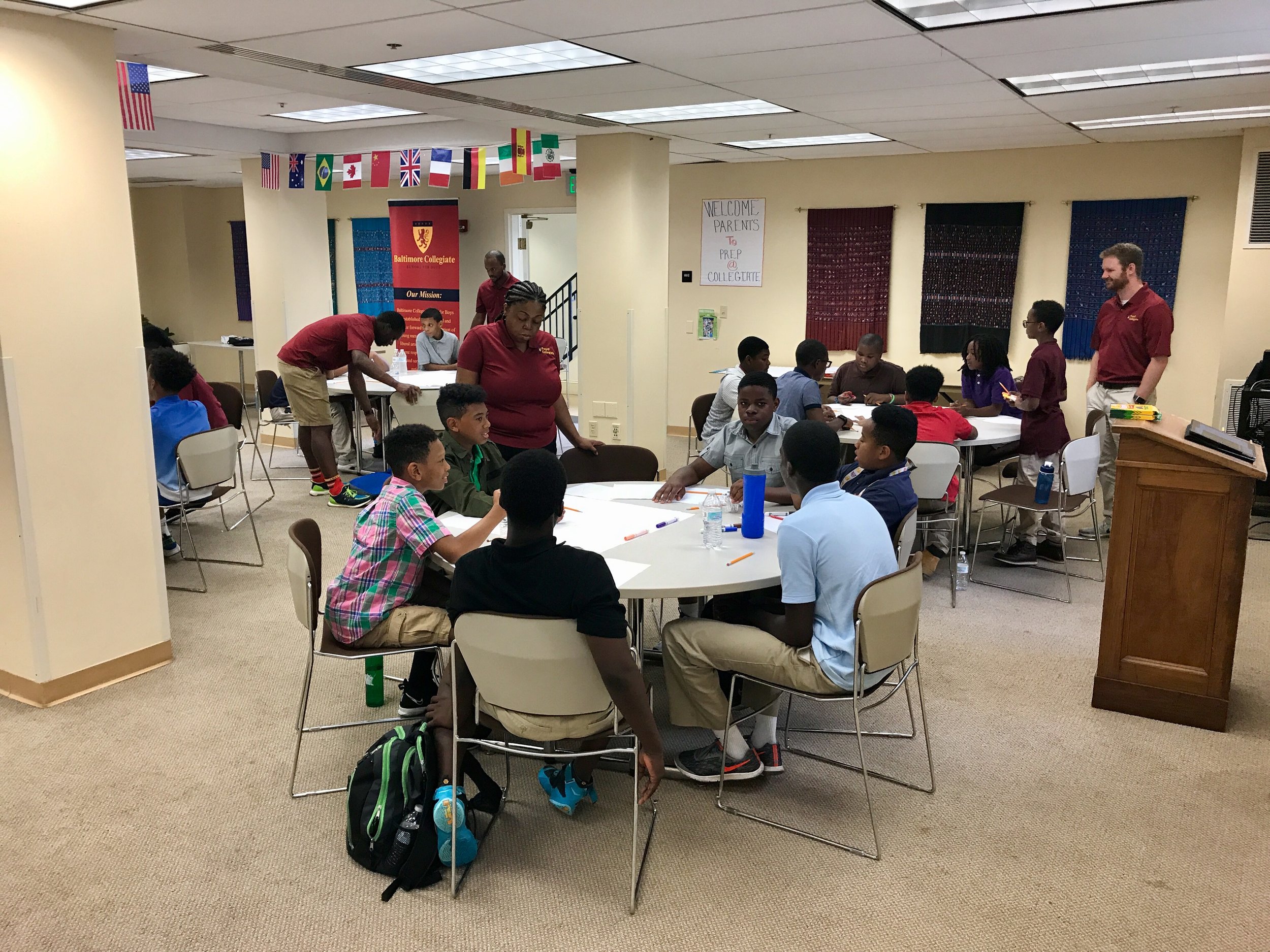 Mr. Carter & Ms. Turner make the rounds, as students decide what the Core Virtues mean to them...