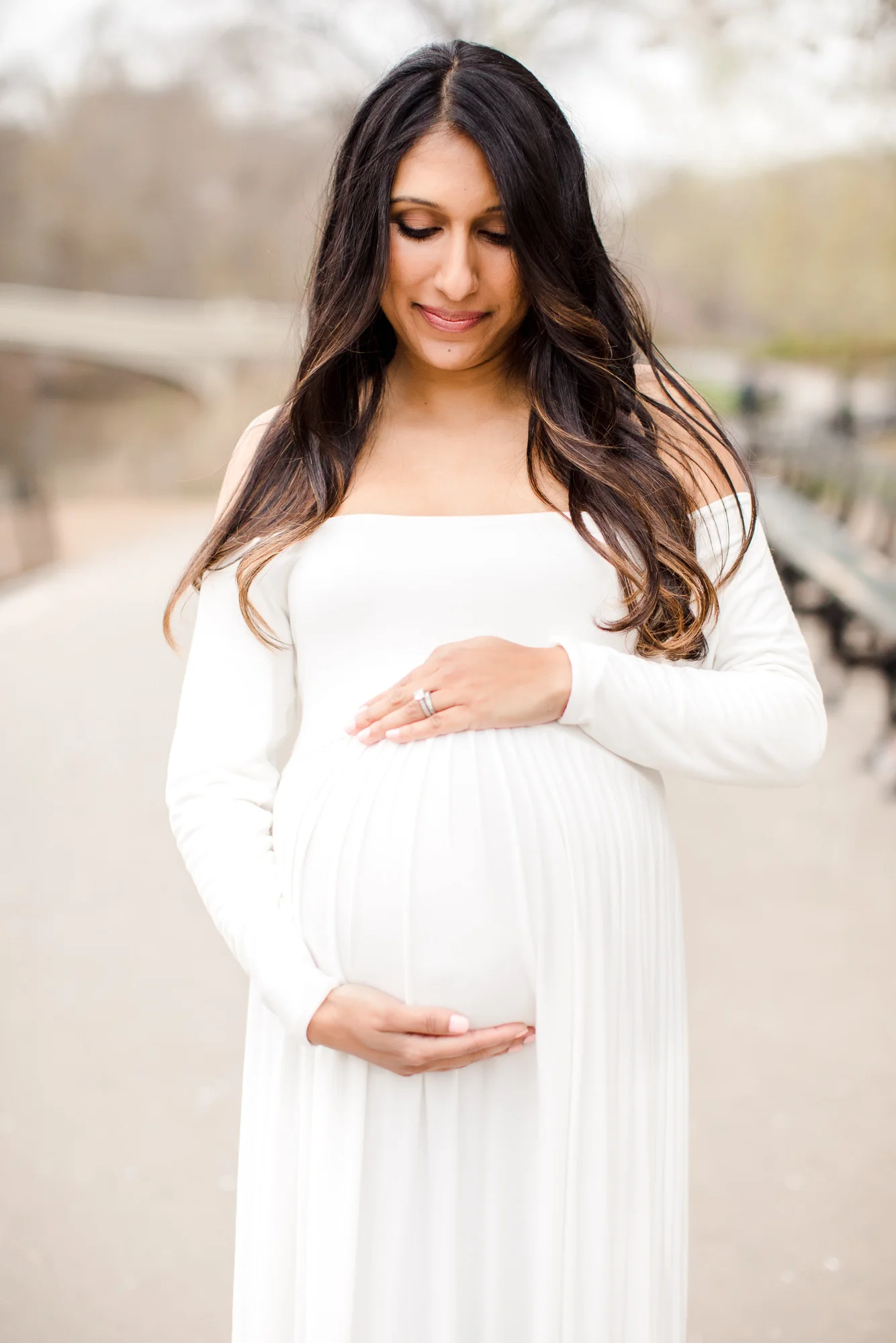  Classically beautiful maternity portrait in NYC’s Central Park (Manhattan) by Nicole Hawkins Photography 