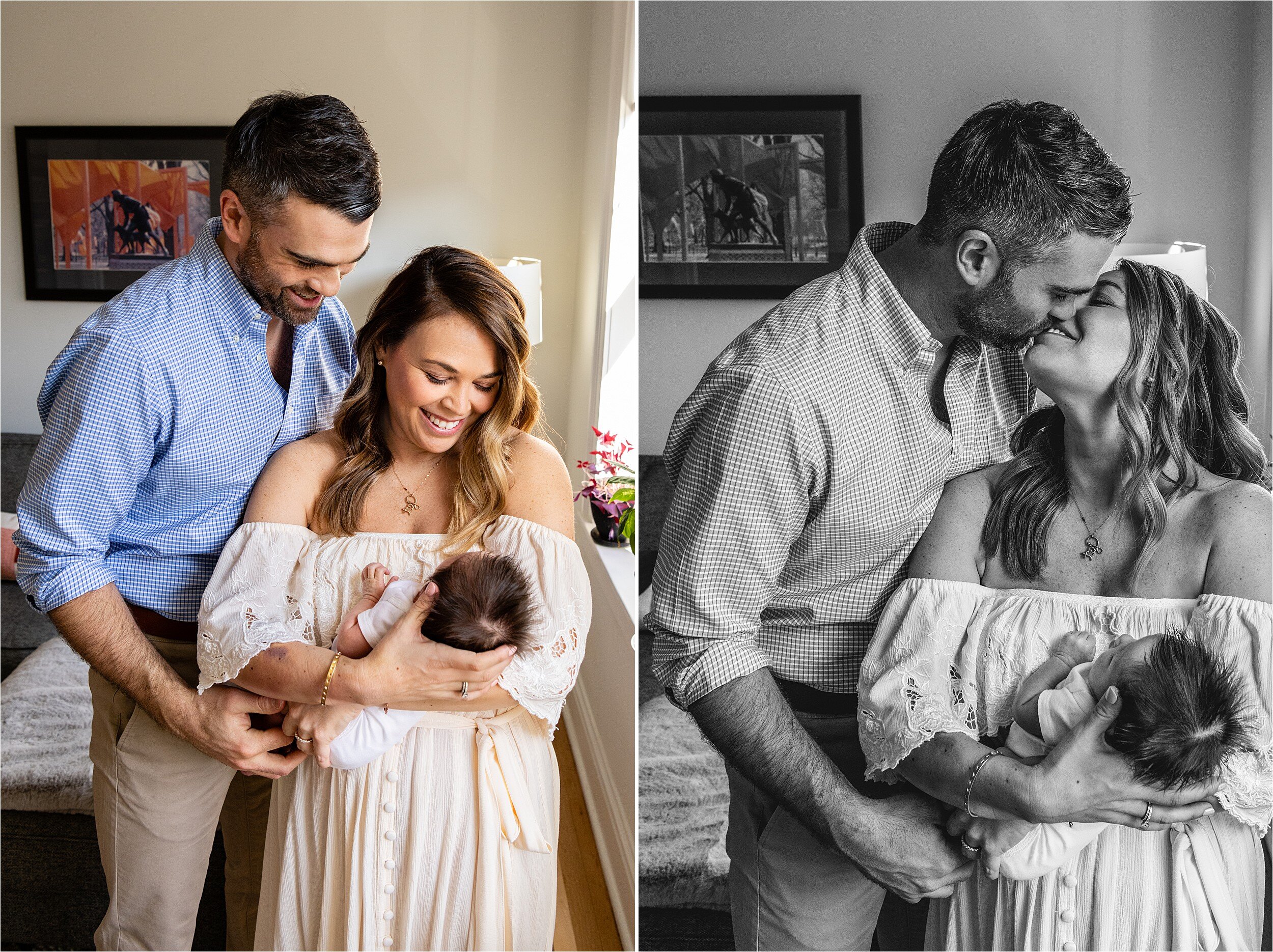 Lifestyle newborn and family portrait at home