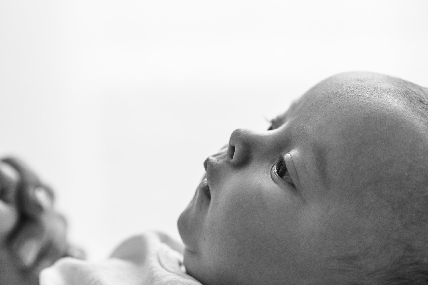  A side profile newborn portrait in black and white captured by Nicole Hawkins Photography on the East Coast. east coast newborns #nicolehawkinsphotography #NJstudionewborns #newbornsession #studionewborns #NJnewbornphotographers #NJphotographers 