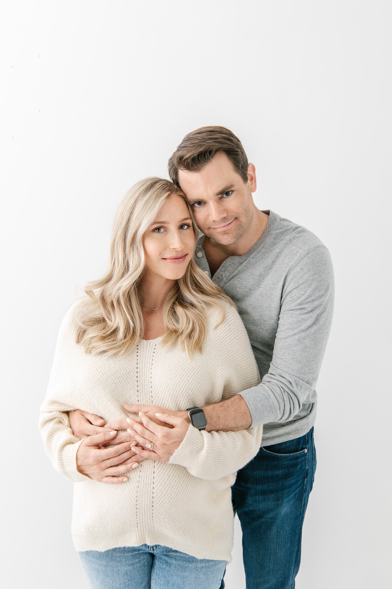  Husband and wife take portraits together before their baby is born by Nicole Hawkins Photography. couple portraits studio #NicoleHawkinsPhotography #NicoleHawkinsMaternity #Studiomaternityportraits #NewJerseymaternity #NewYorkMaternity 