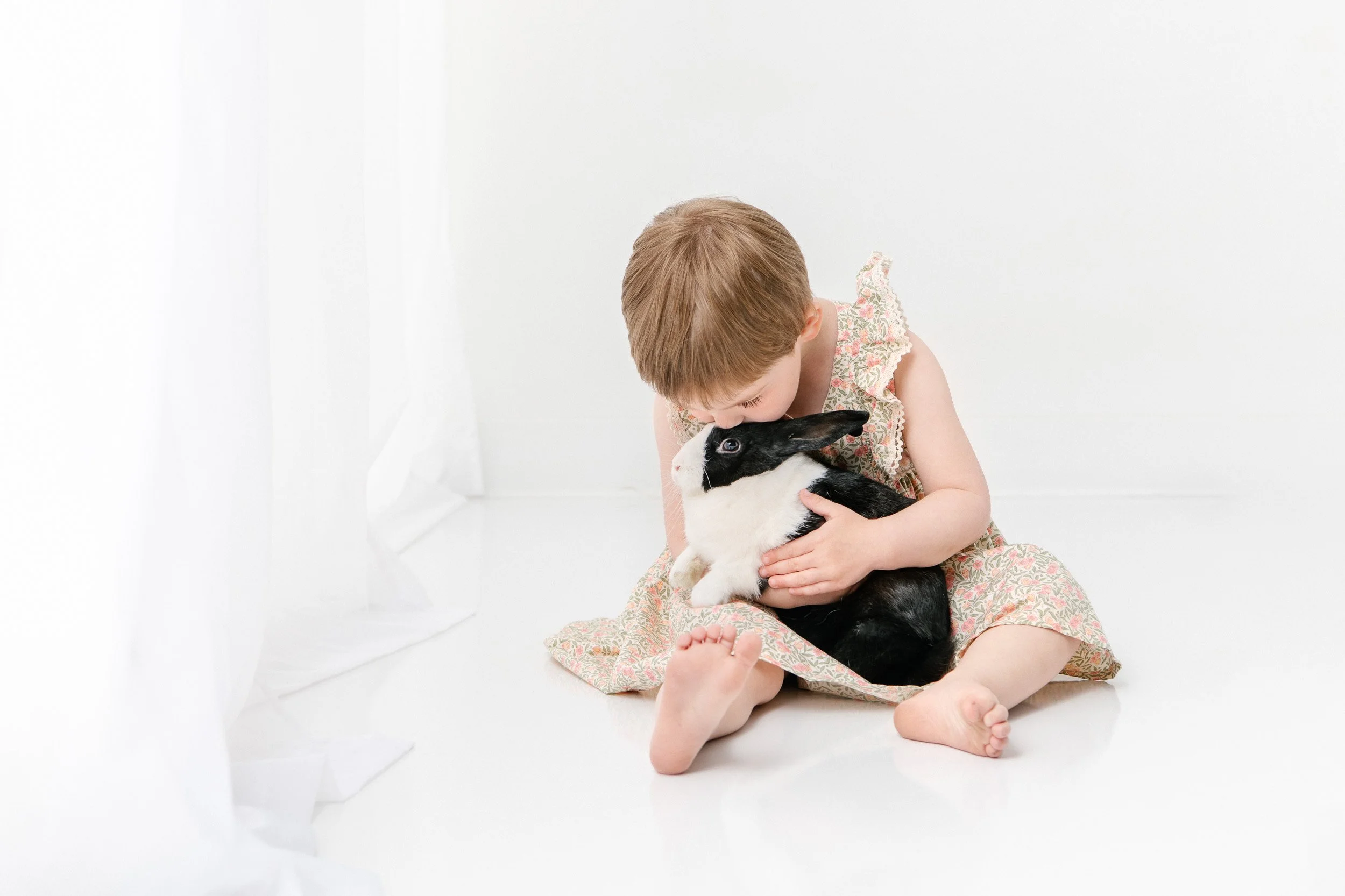  New Jersey studio photographer Nicole Hawkins Photography captures a tender moment of a little girl with her bunny. tender moments #NicoleHawkinsPhotography #NicoleHawkinsChildren #3rdbirthday #studioportrait #agirlandherbunny #littlegirl  