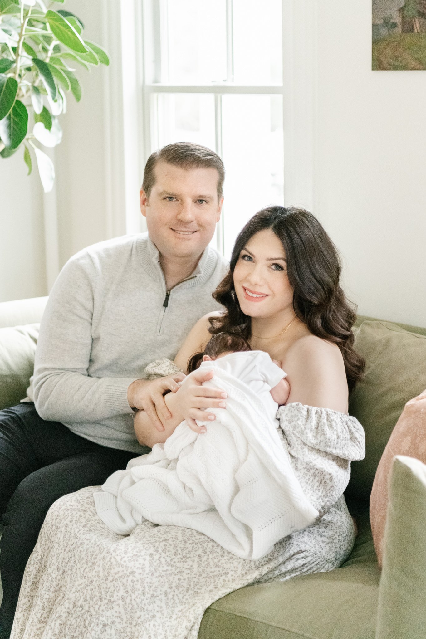 Montclair, NJ newborn photographer captures a portrait of a new mother, father, and baby by Nicole Hawkins Photography. family of three portrait newborn family portrait  #NicoleHawkinsPhotography #NicoleHawkinsNewborns #MontclairNewbornPhotographer 