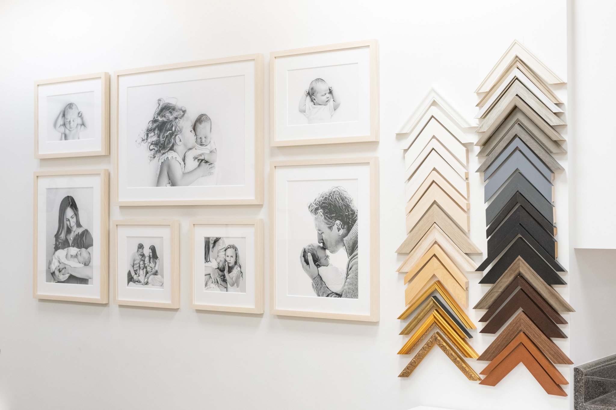 Your family portraits are beautiful on a screen, but the real magic happens when your favorite images are printed and installed in your home. Whether a single portrait, small grouping, or buildable wall gallery makes sense for your space, we love hel