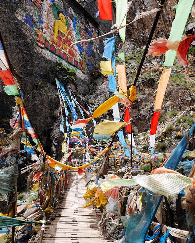 The small roads through the Tibetan plateau hold hidden shrines around every corner. Walking across this bridge we were met with a 20 meter high painting of the Buddha on a sheer cliff face.
.
.
.
.
.
.
.
#tibetanplateau #prayerflags #buddha #shrine 