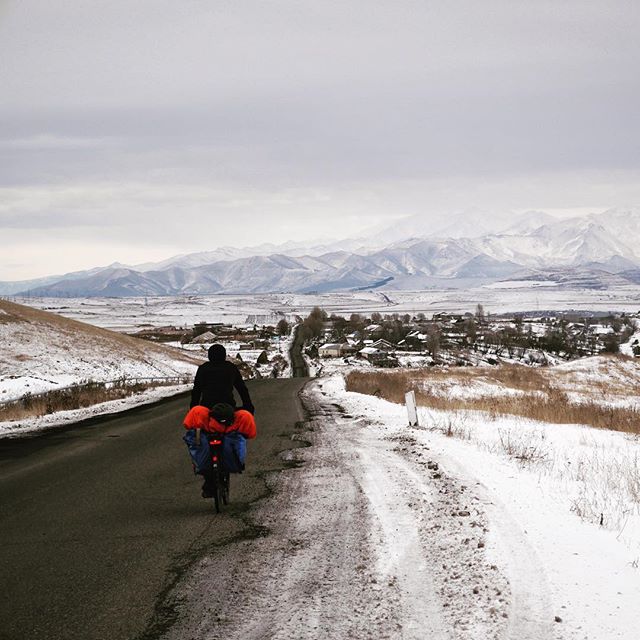 Cycling through Armenia in winter was by far one of the hardest parts of our trip. With -10 degree temperatures, potholes that could eat your dog, no fresh food and not a flat road in the country. In the moment I swore I'd never do that again, now lo