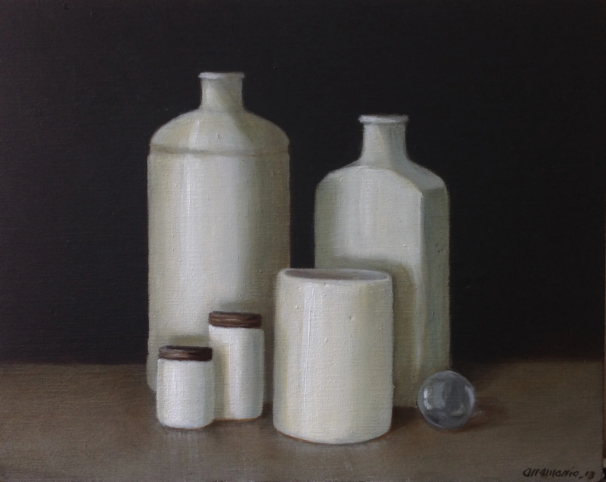 Milk Glass Bottles, Oil on Linen, 10' X 8'