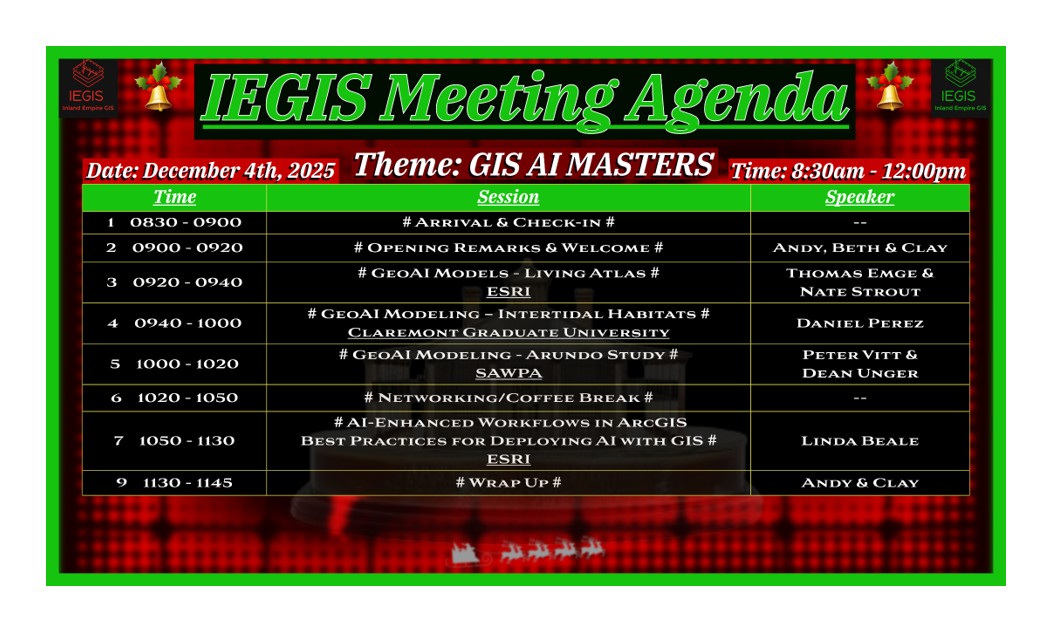 December 2025 IEGIS User Group Meeting (Registration Required)