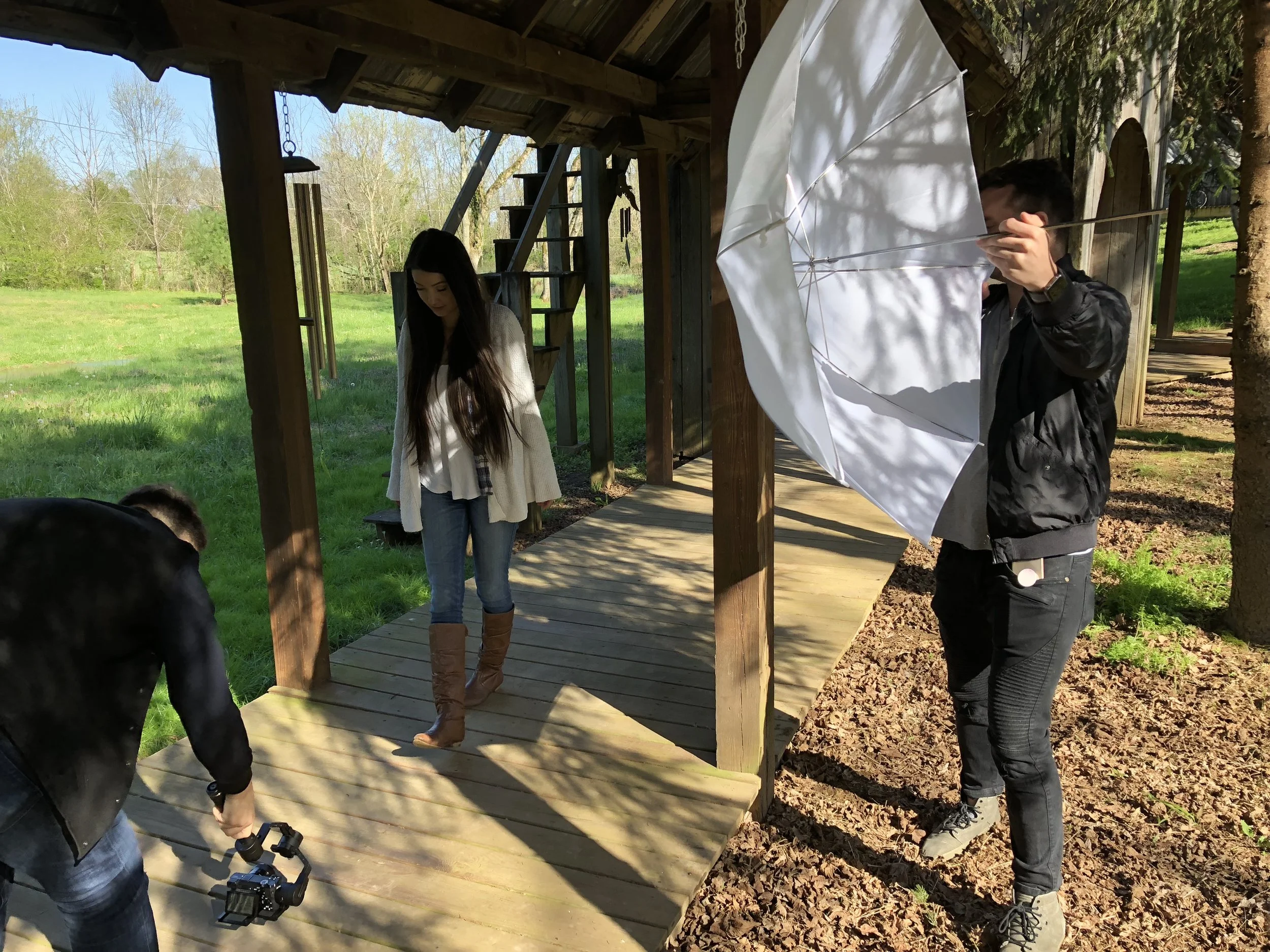 Tasji on set with Midtown Motion Productions down in Nashville, filming for the ‘First Saw You’ music video.
