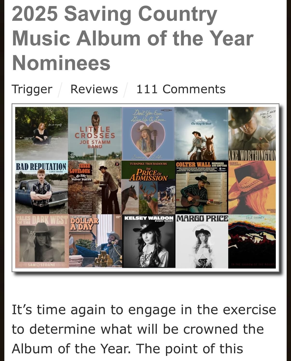 Go tell @saving_country_music which one of these albums you think deserves Album of the Year ⭐️ As ever, just grateful for the nomination and to be discussed alongside a host of incredible records and artists.

#joestammband #savingcountrymusic #albu