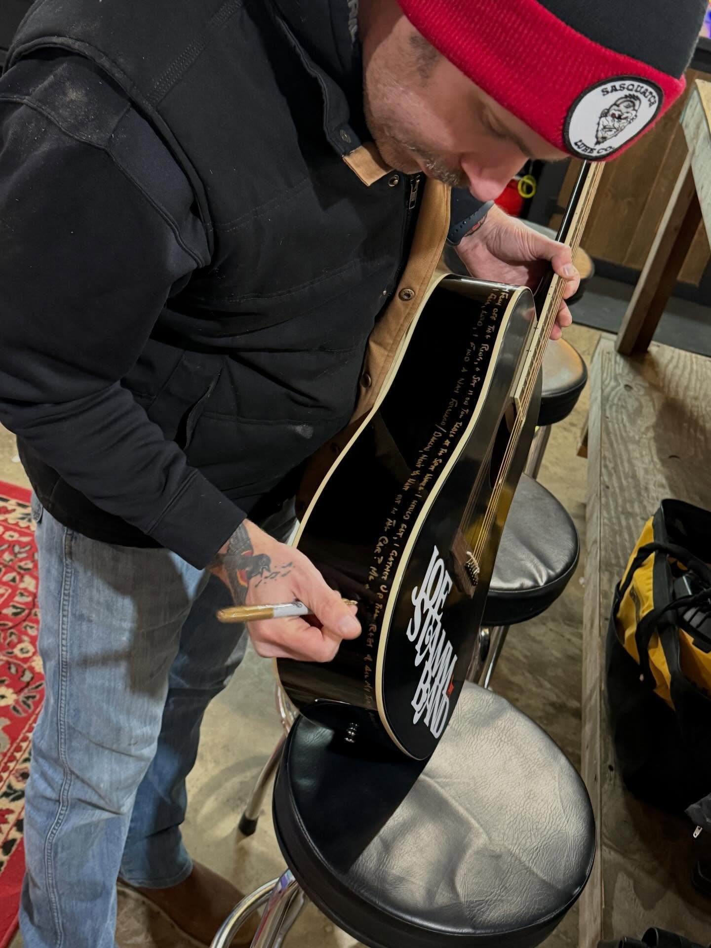 I&rsquo;ve been writing lyrics on these guitars where you choose the song, then I record a video playing that song on the guitar. So someone gets to open this guitar on Christmas morning, then you have them pull up a video of me saying hello and play
