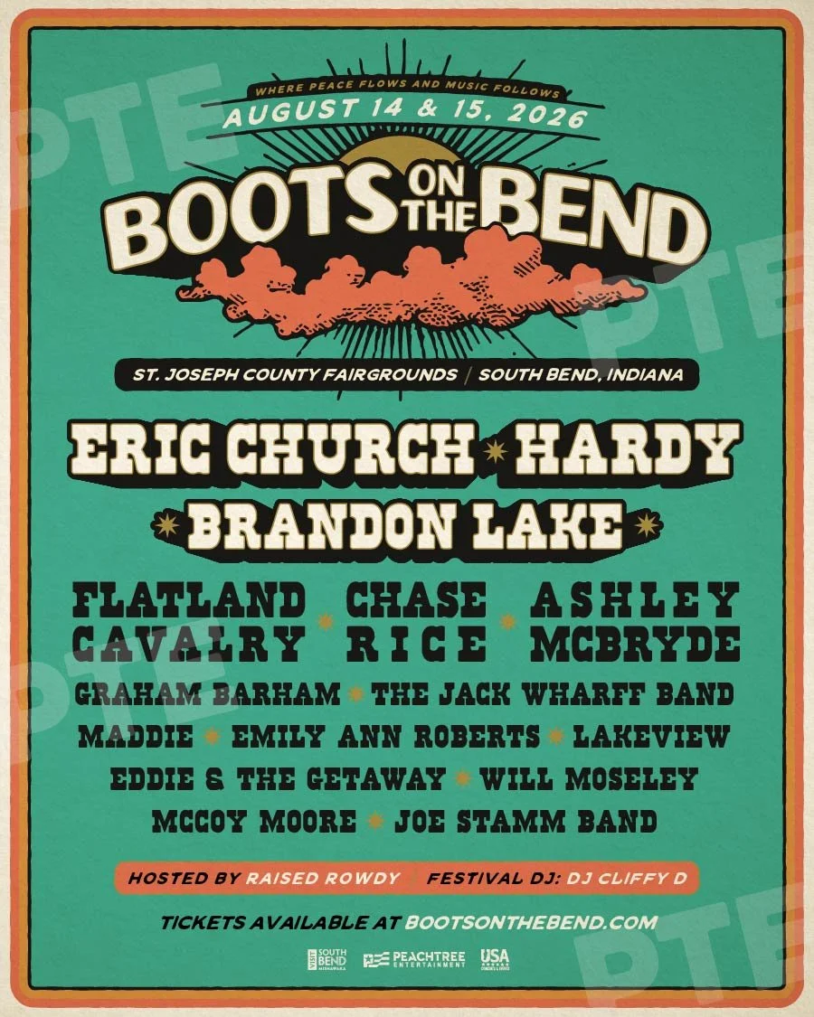 🎶🔥 Big News! 🔥🎶

Boots on the Bend Festival (@bootsonthebend) in South Bend, IN on August 15! 👢🎤

Get them tix 🙌

📅 Date: August 15
📍 Location: South Bend, IN