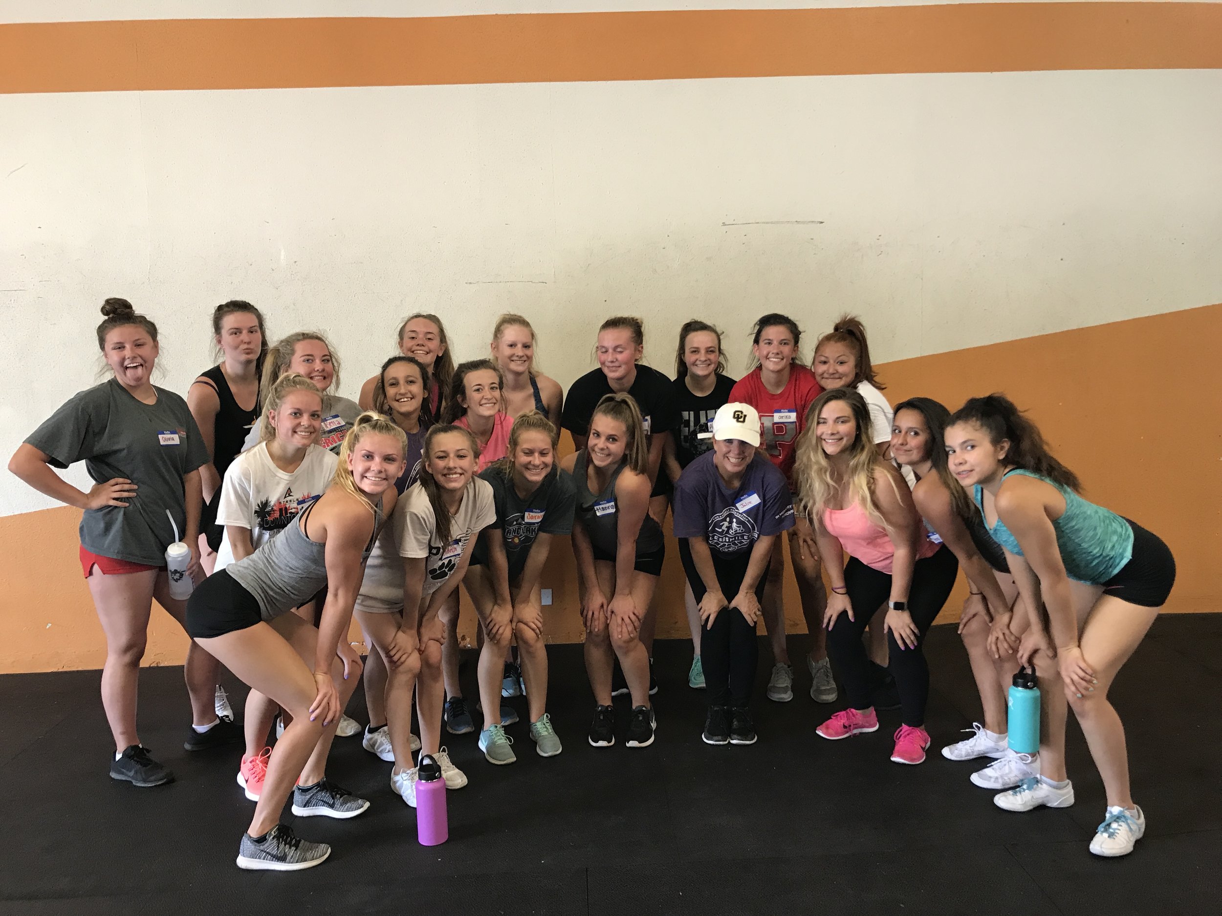 Pomona's Cheer Team is working with us this summer! Their first week has been awesome! Hardworking girls who pay attention and give it their best!