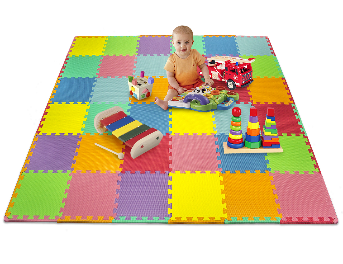 Foam Mat Puzzle Piece Play Mat Set - 36 Tile Pieces And Borders — Matney