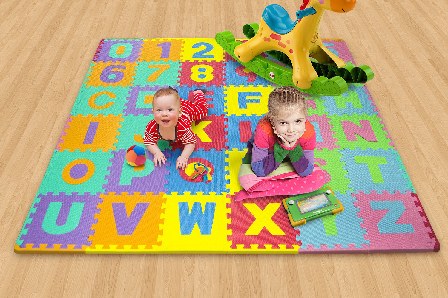 Matney Foam Mat Of Alphabet And Number Puzzle Pieces With Borders