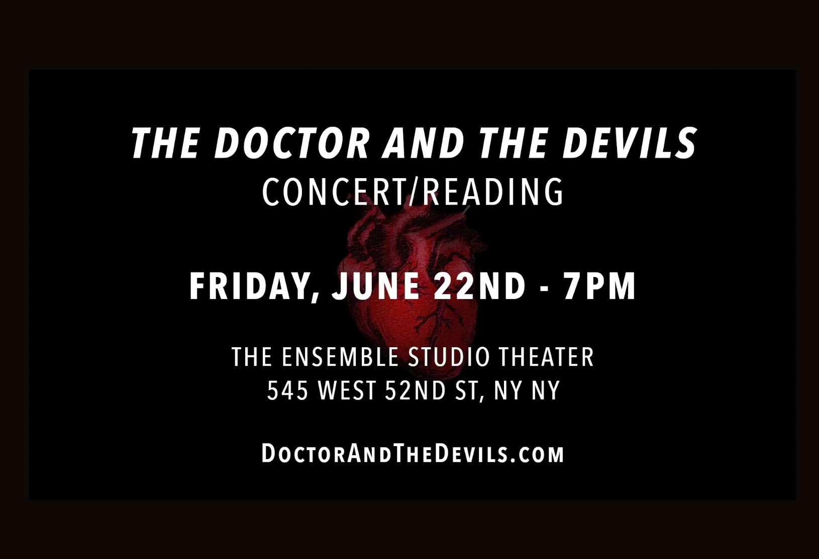 I created, apadpted and produced "The Doctor and the Devils", by Dylan Thomas. I'll also be performing in the concert/reading on June 22nd. See my PROJECTS page for more information. 