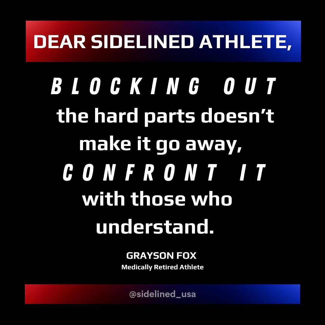 You don't need to keep holding it in. Find someone you can confide in and talk about what you're going through. Thankful for this reminder from fellow sidelined athlete, Grayson. ❤️💙

#sidelined #sidelinedathlete #morethananathlete #beyondthegame #m