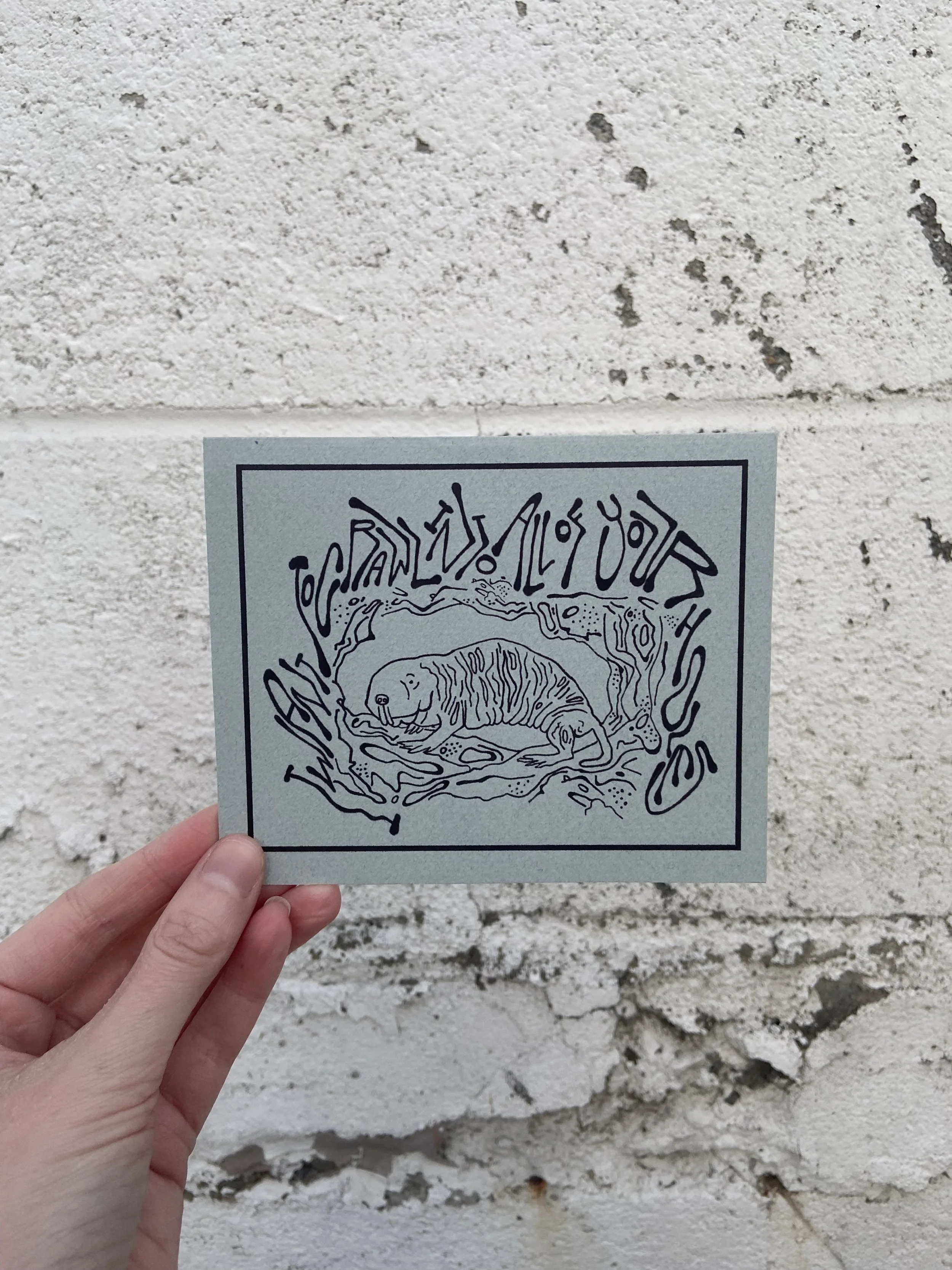 Crawl Into Your Holes card-dusty green