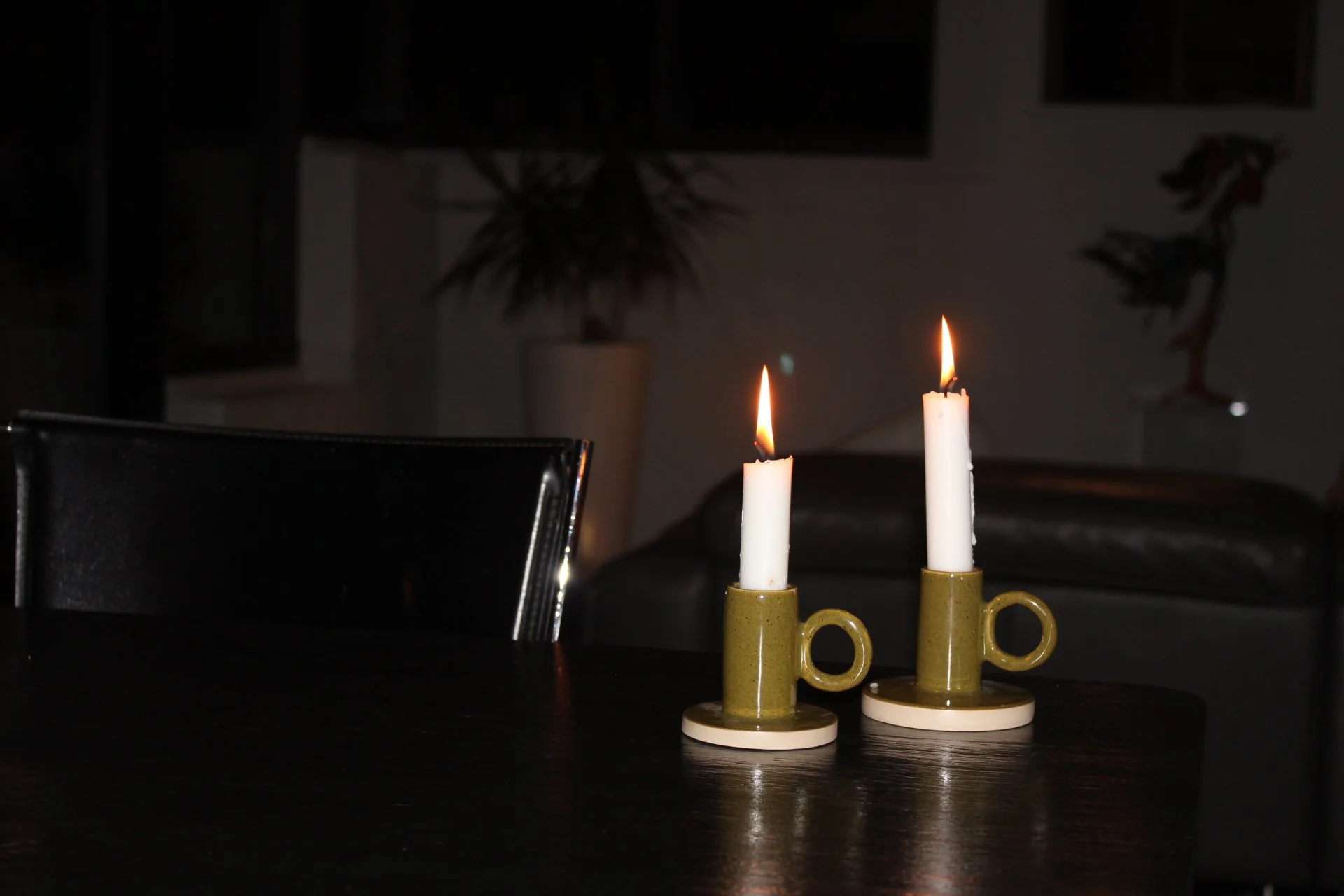 olive baby candleholder set