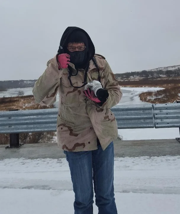 I gave my hubby thumbs up after shooting at the Norden Bridge on January 4, 2018. I had been out for over 2 hours and blessedly still wasn't cold. Layering works! LOL!