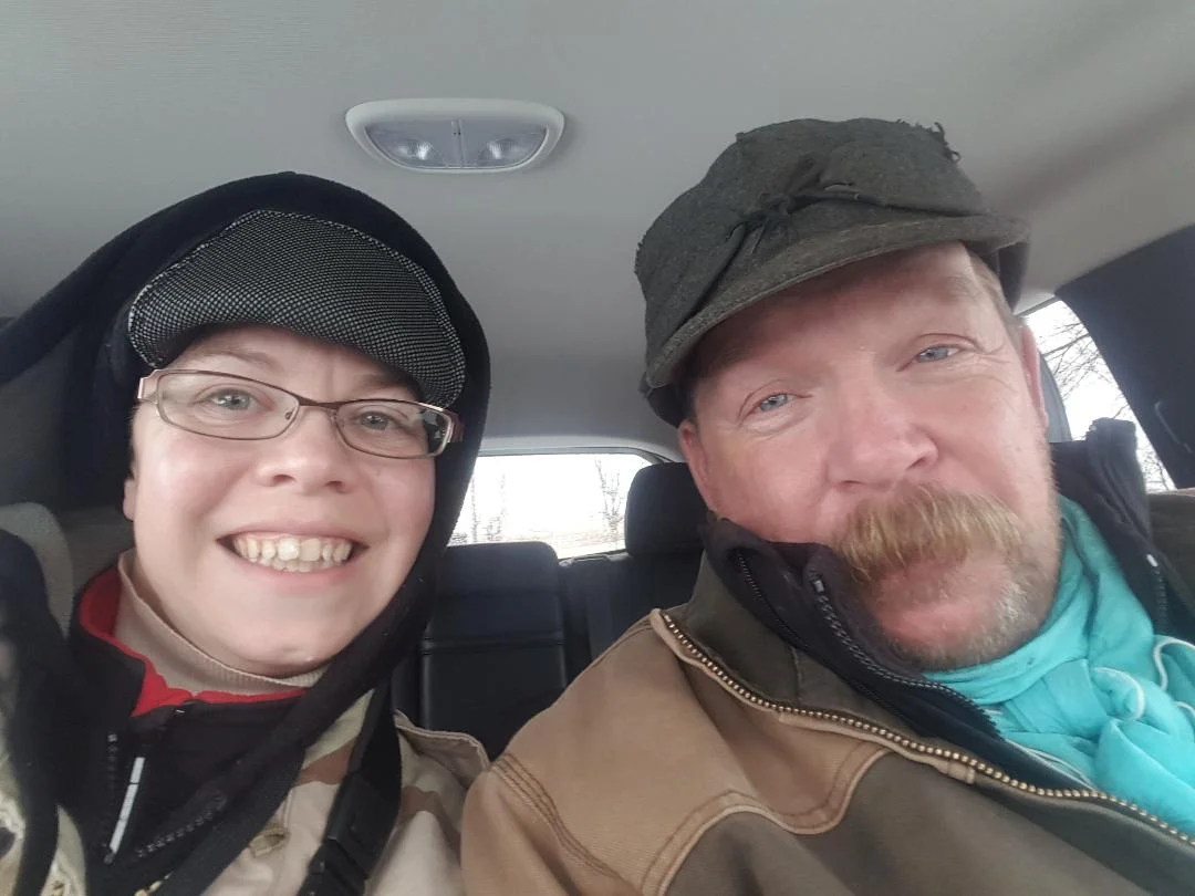 Me with Hubby on January 14, 2018 shooting along the Niobrara River in the rain.
