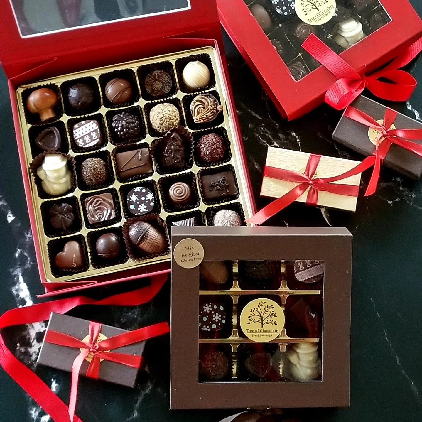 Belgian Chocolate Holiday Open Gift Boxes