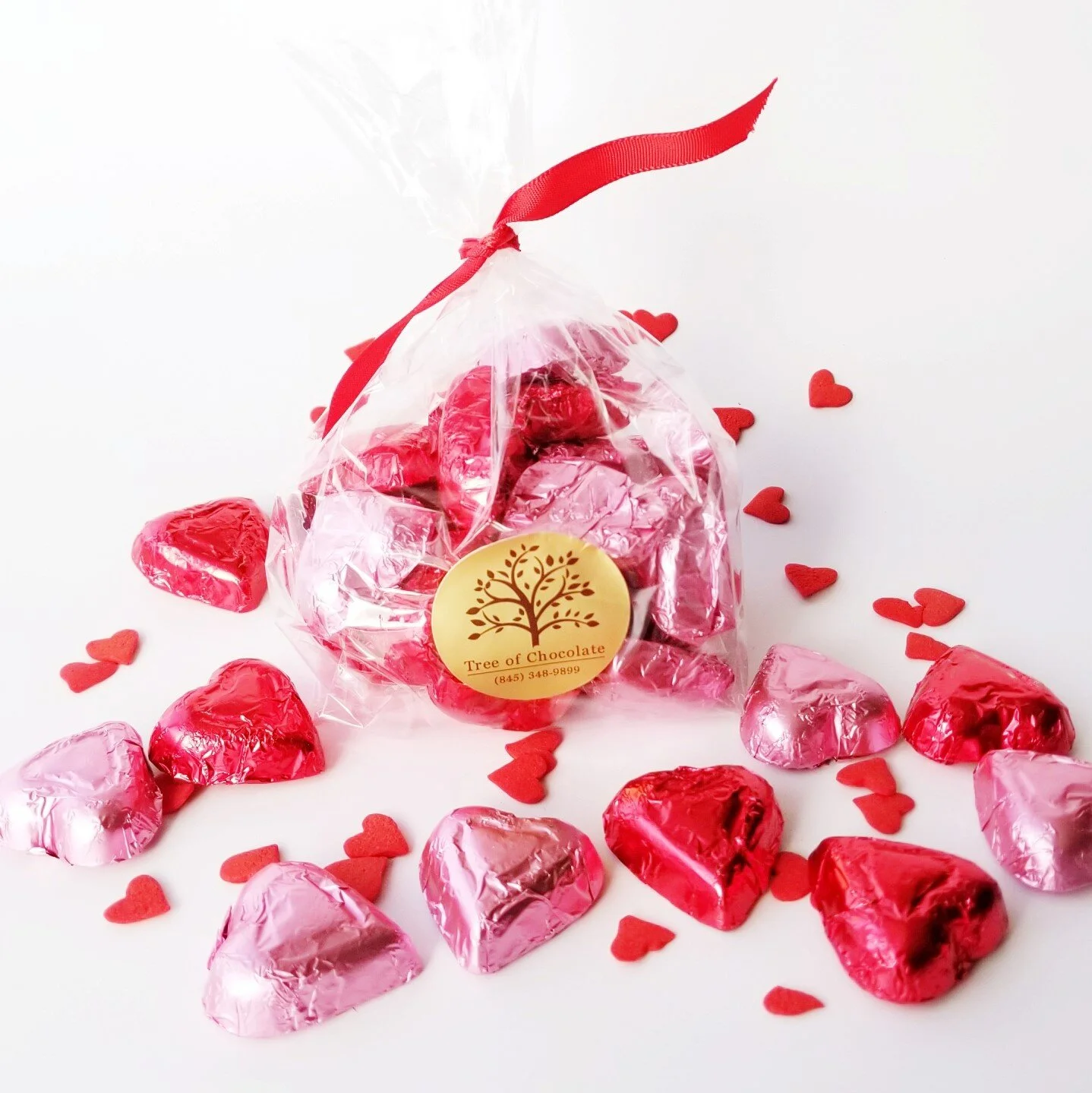 Foil Red Pink Hearts Milk Chocolate