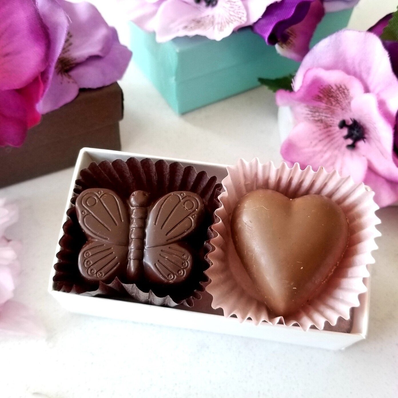Pansies Belgian Chocolate 2-pc Box
