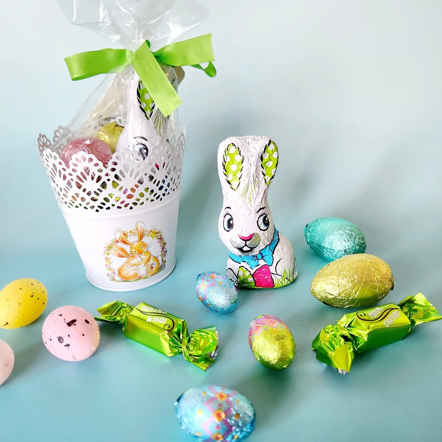 Easter White Tin Chocolate Basket