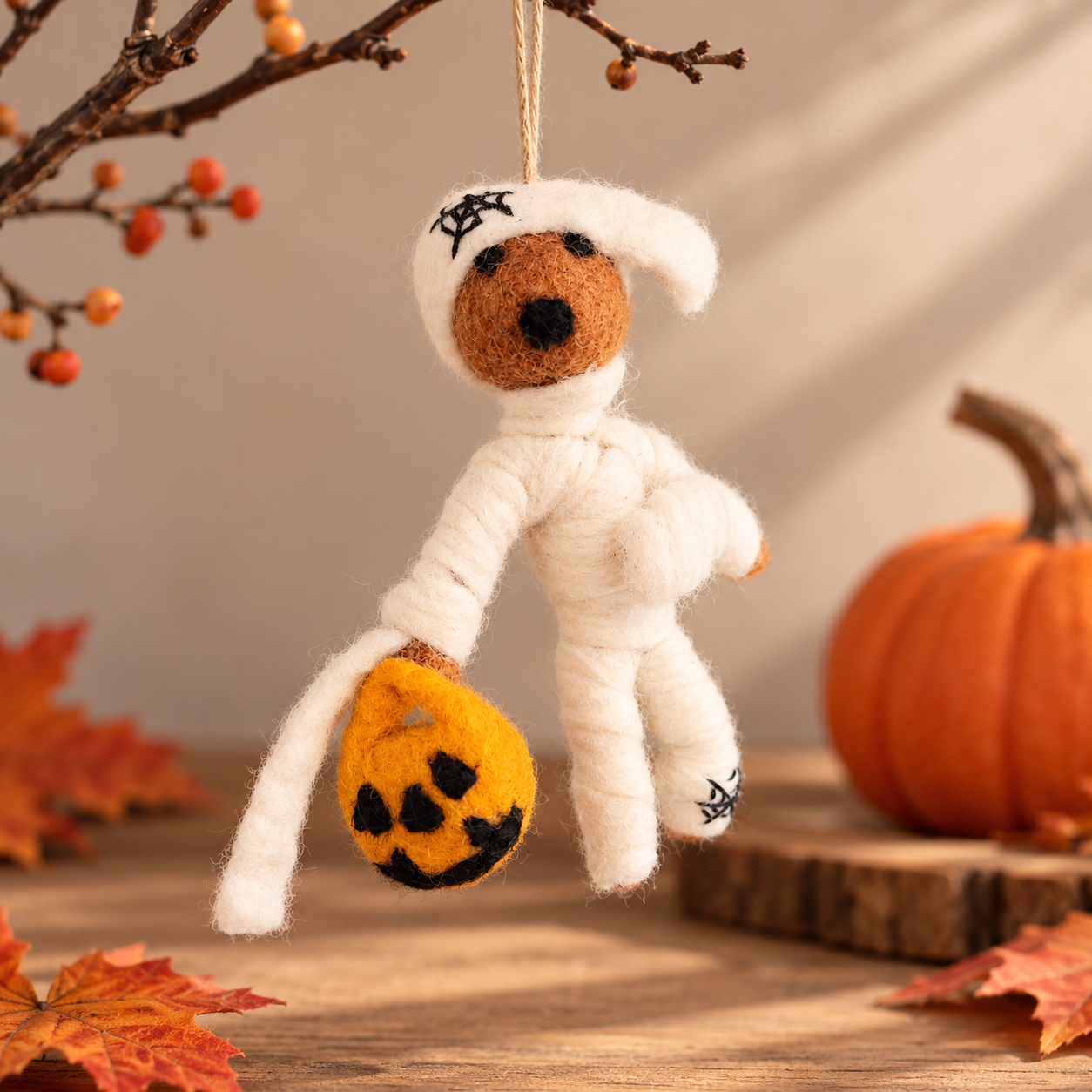 Felt Mummy Dog Ornament