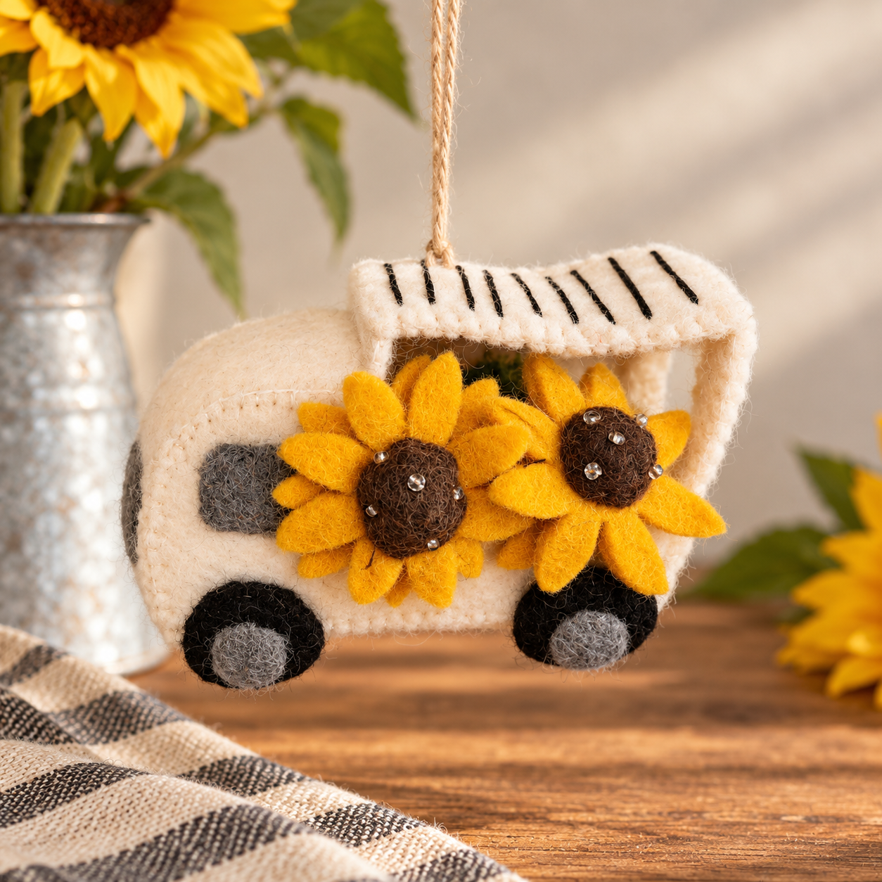 Felt Sunflower Camper Ornament