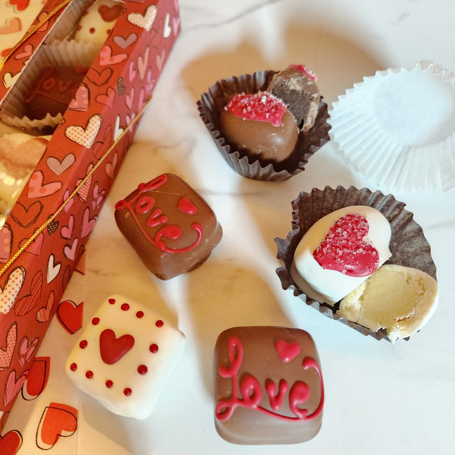 Glitzy Hearts and Love Bites Truffles
