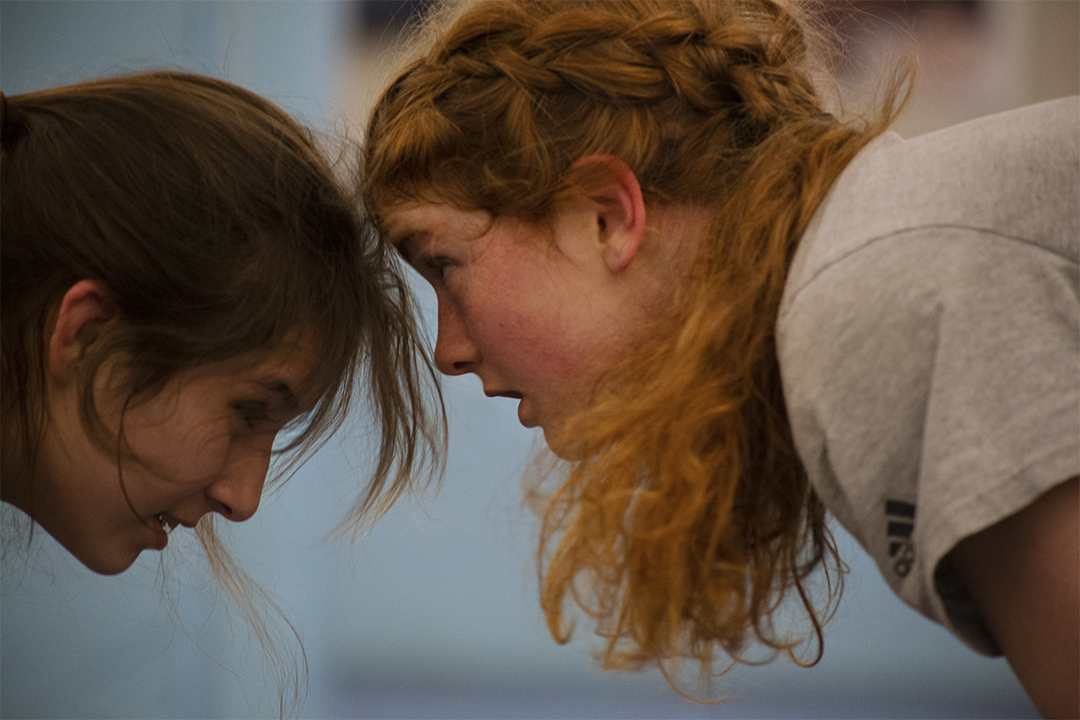  Wrestlers drill during an all-women’s clinic at UNC’s wrestling room in Chapel Hill, NC on March 3, 2019. (For ESPN) 