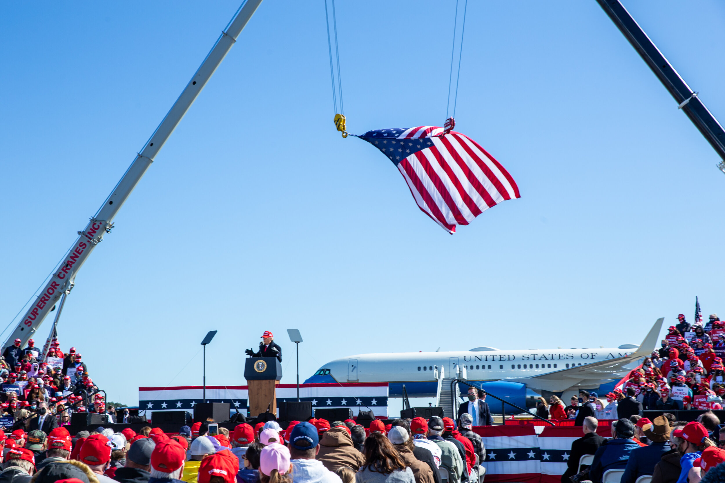  Former president Donald Trump speaks during a Make America Great Again rally on Nov. 2, 2020 in Fayetteville, North Carolina. (For Bloomberg) 