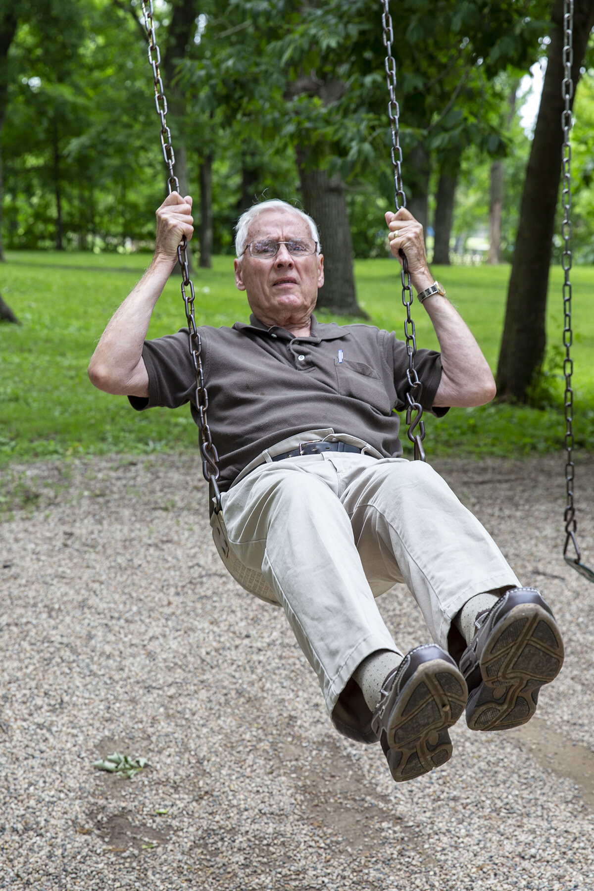  My Grandpa on the swing he would push my aunt on when she was a young girl, Mason City. (Cerro Gordo) 