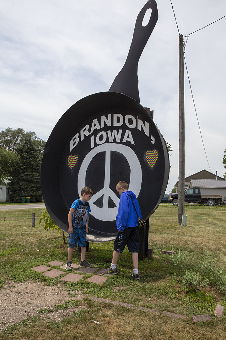  Iowa's Largest Frying Pan, Brandon. It is three inches smaller than the World's Largest Frying Pan in Washington State. (Buchanan County) 