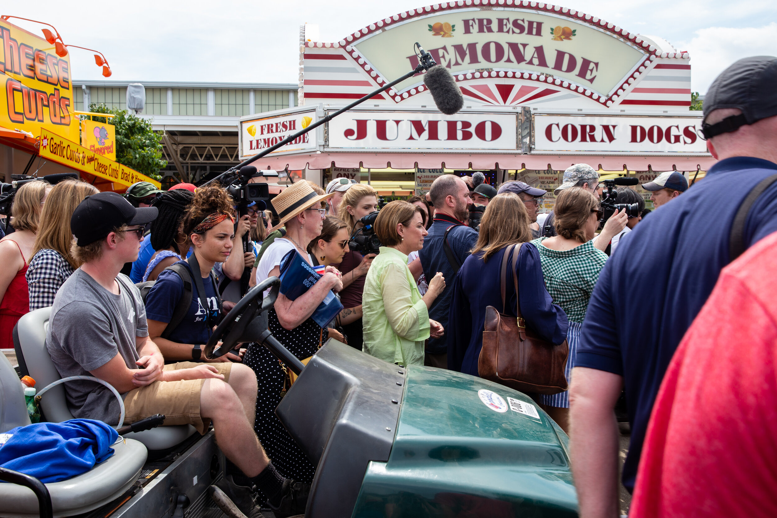  Sen. Amy Klobuchar makes her way through a crowd at the Iowa State Fair on August 10, 2019 in Des Moines, Iowa. (For Buzzfeed News) 