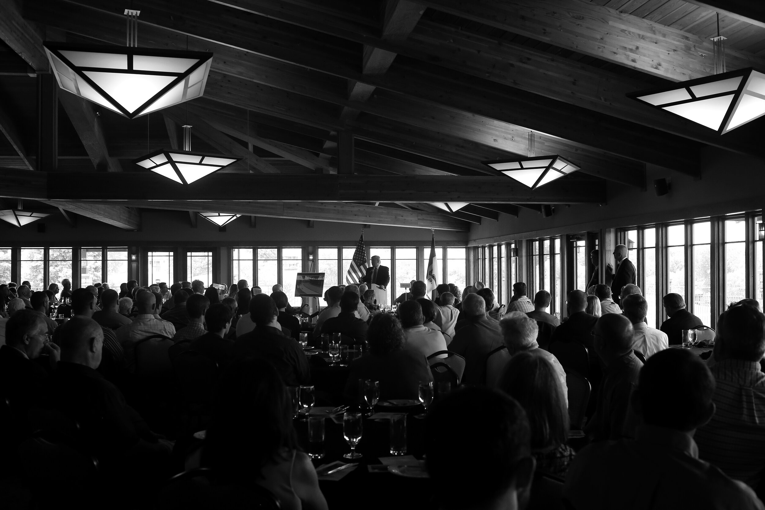  Iowa City Area Chamber of Commerce members attend a luncheon with then-potential presidential candidate Donald Trump as the keynote speaker on June 4, 2015 in Coralville, Iowa.  