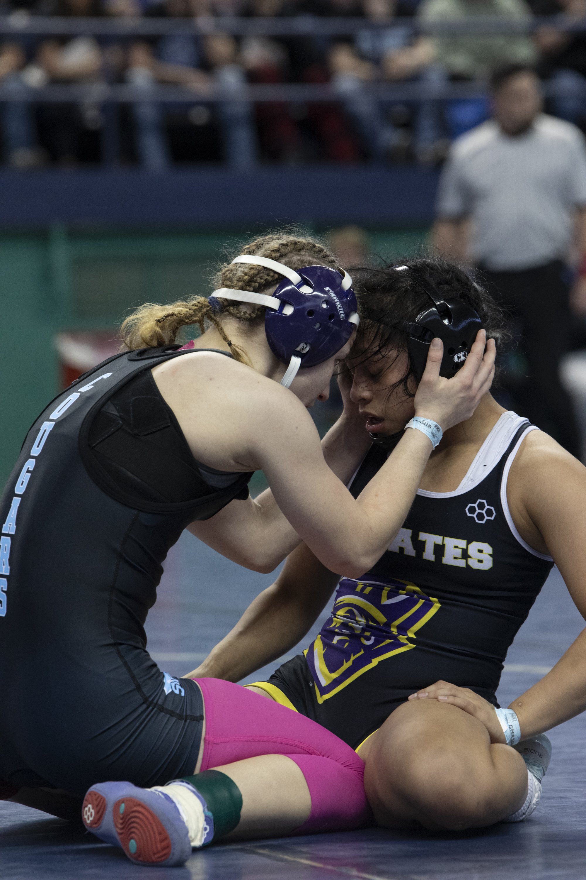  Wrestlers compete in the 2024 North Carolina High School Athletic Association’s first sanctioned women’s wrestling championship on Saturday, February 17, 2024 at the Greensboro Coliseum in Greensboro, NC. 