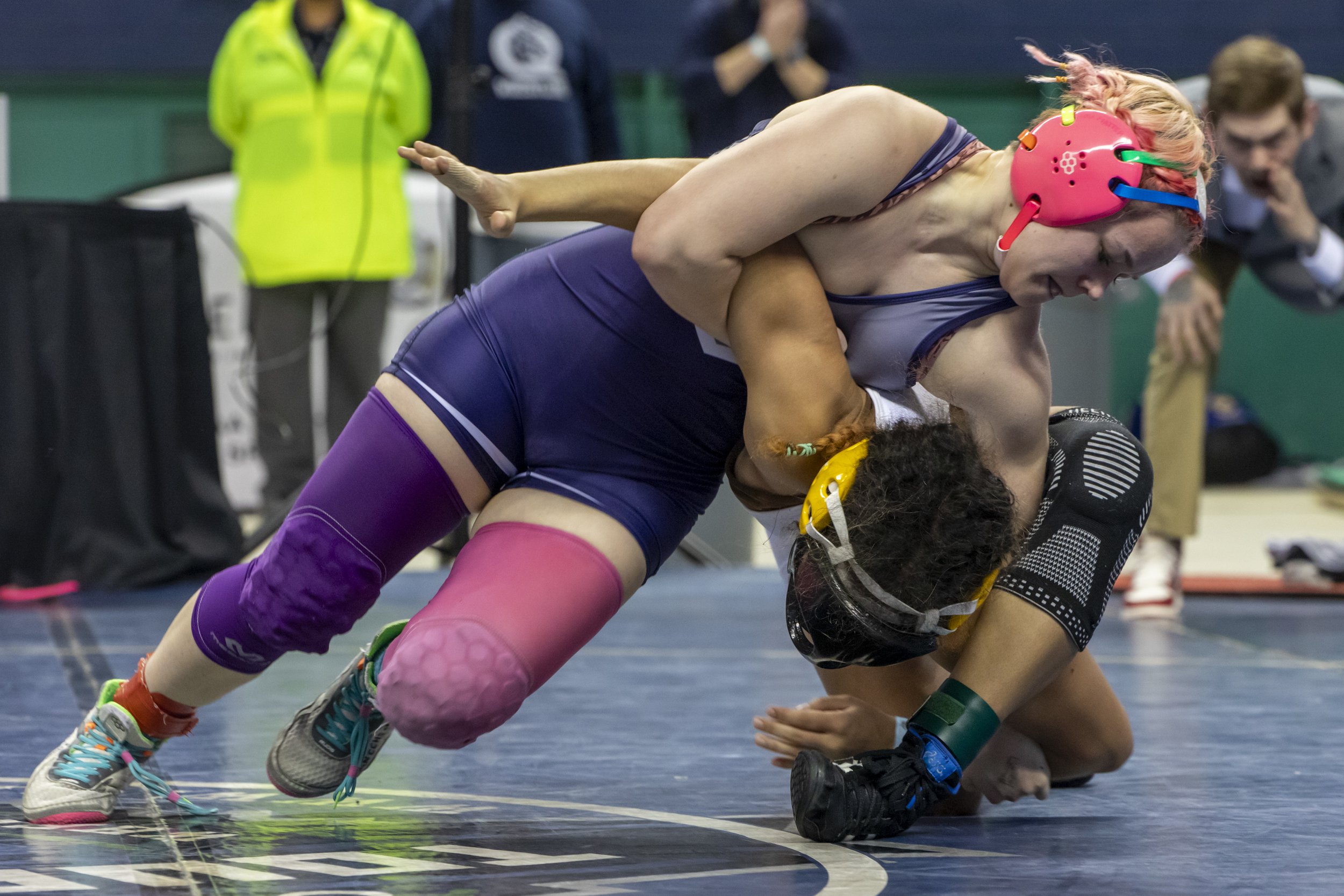  Wrestlers compete in the 2024 North Carolina High School Athletic Association’s first sanctioned women’s wrestling championship on Saturday, February 17, 2024 at the Greensboro Coliseum in Greensboro, NC. 