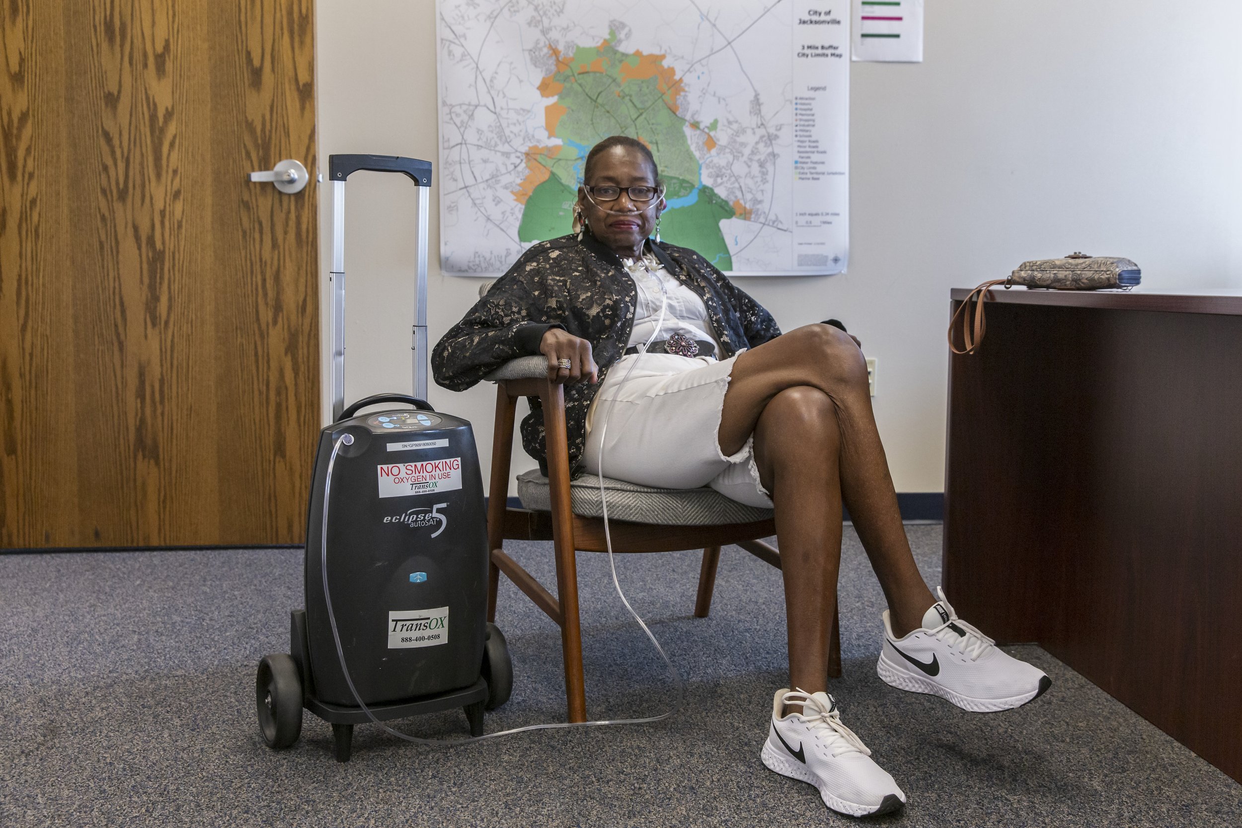  Crystal Dickens sits in the Jacksonville City Hall in Jacksonville, NC on Tuesday, July 18, 2023. (Rachel Jessen for NBC News) 