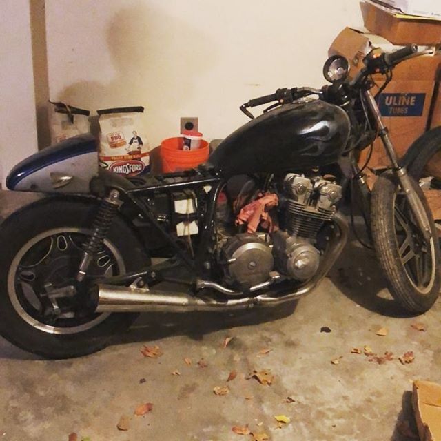 So it begins. Finally brought this little gem home. #caferacer #cb750