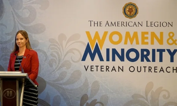 Kayla Williams, VA's director of the Center for Women Veterans, spoke with attendees of The American Legion's Women Veterans Focus Group Feb. 28 in Washington, D.C.