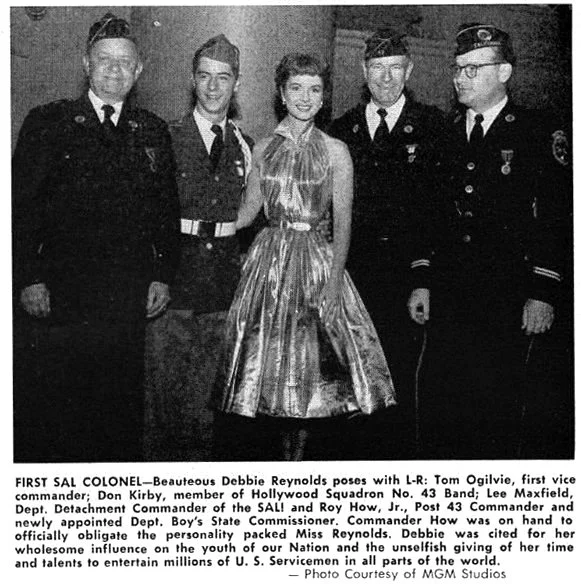 Debbie Reynolds was SAL Squadron 43's very first "Honorary Colonel" in 1954. 