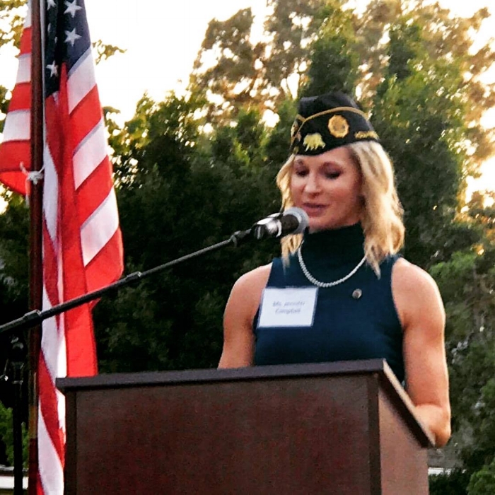 Post 43 Vice Commander Jennifer Campbell gave remarks and offered the toast at the Consulate General of Japan in Los Angeles, Sept. 7, 2017. photos by Dan Flores