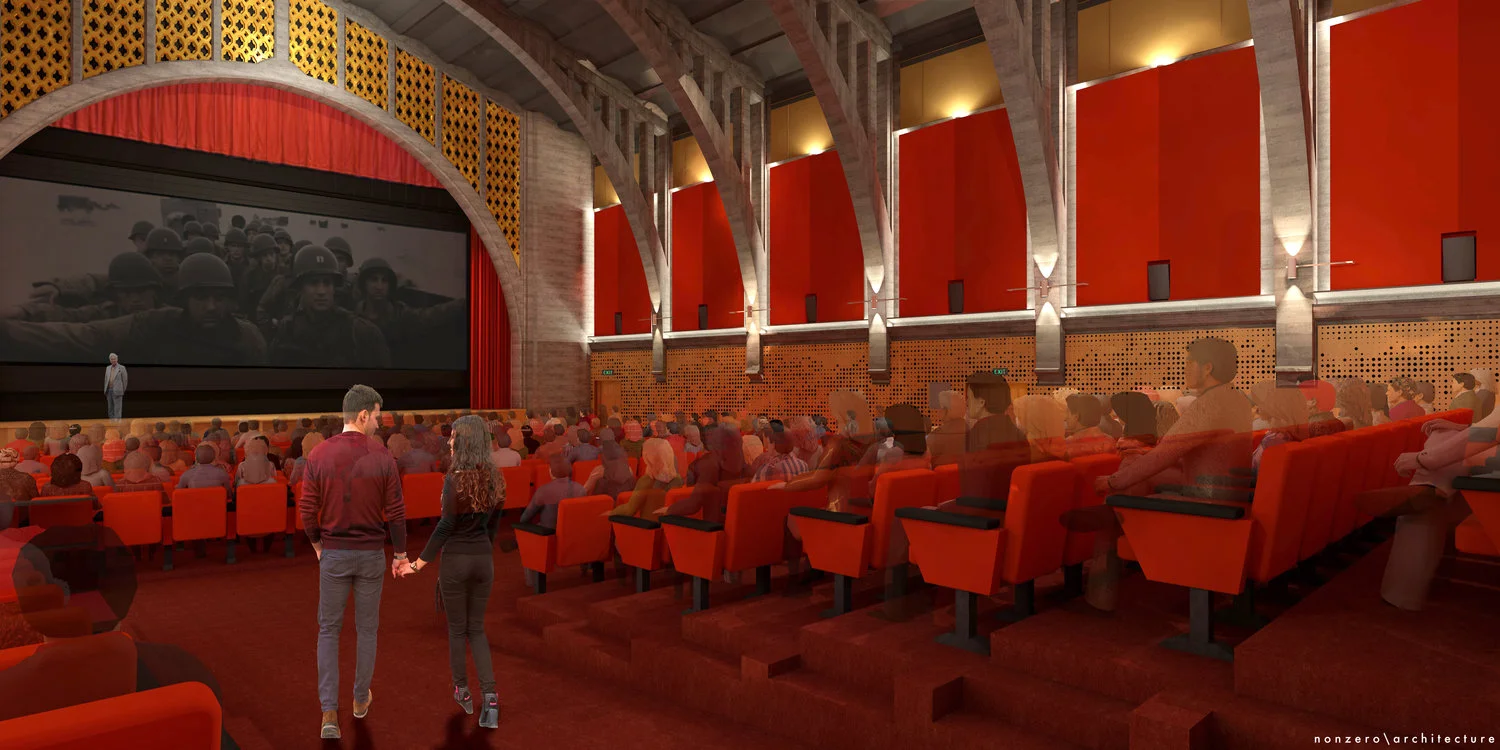 Rendering of the Hollywood Legion Theater design by nonzero/architecture