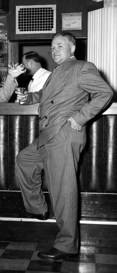 Past Commander Harry William Ansel (1900-1981) kicking back in the Art Deco Bar at Post 43's Memorial Clubhouse circa late 1940s.