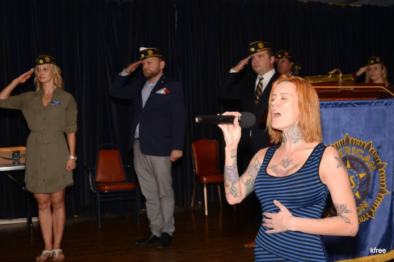  Recording artist Winter Rae sings the National Anthem to open up Post 43's annual Veterans Day program. 