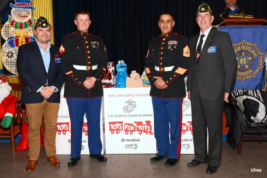 Thanks to all our members who contributed new, unwrapped toys to our Toys For Tots holiday toy drive and made sure less fortunate kids in our community had a Merry Christmas! Special thanks to Junior Past Commander, Tim Shaner for organizing this effort. (photo by Keven Freedman) CLICK HERE FOR MORE PHOTOS FROM OUR DEC 18 MEETING